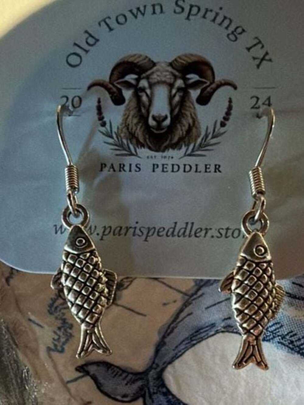 Paris Peddler Silver Fish Dangle Earrings